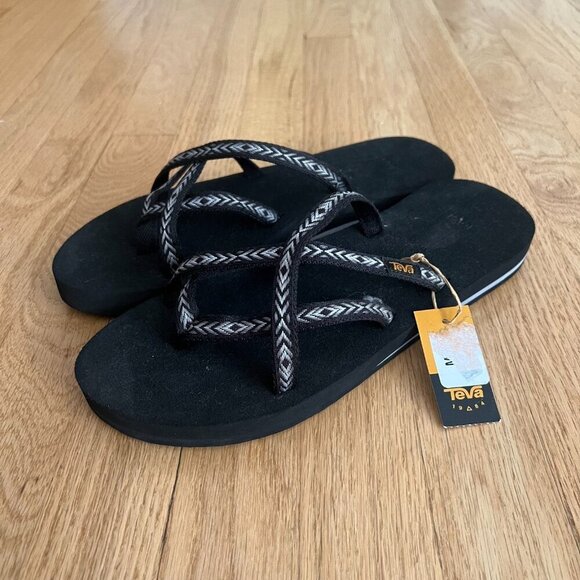 NWT Teva Olowahu Flip Flop Sandals Himalaya Black Women's Size 11 - Picture 1 of 8